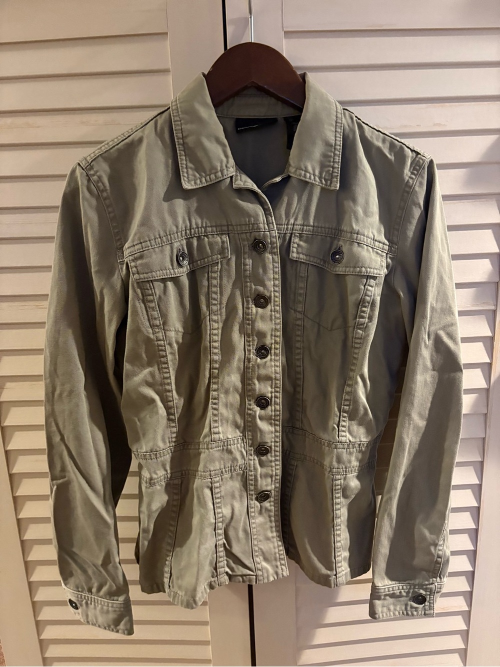 DKNY Light Olive Utility Button-Front Women's Jacket